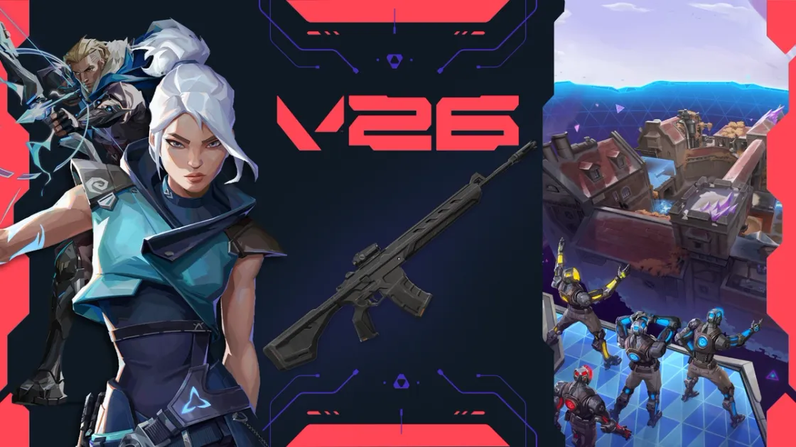 Valorant Patch 13.06 key art from Riot Games showing agent Jett and the new Warden scoped rifle centered on a dark background, with a Gauntlet map and training bots on the right.